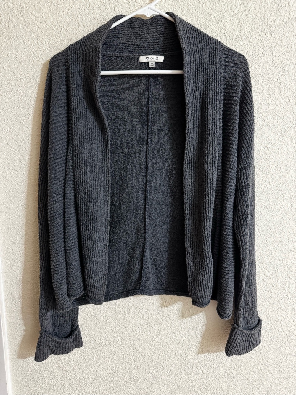 Madewell Charcoal Open-Front Ribbed Cardigan